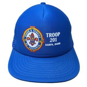 Sportcap Blue Trucker Hat One Size Boy Scouts Troop 201 Nampa Idaho Mesh Scout